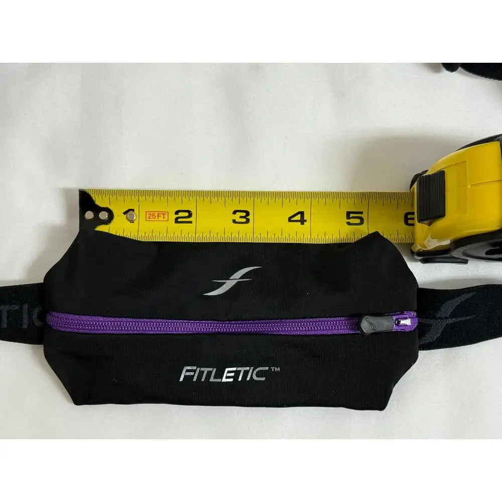 Fitletic Mini Sport Running Belt Black Purple Zipper Adjustable Waist Pouch